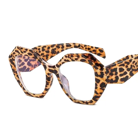 Fashion Polygon Blue Light Blocking Glasses Geometric PC Optical Eyeglass Frames For Women Trendy Oversized Style