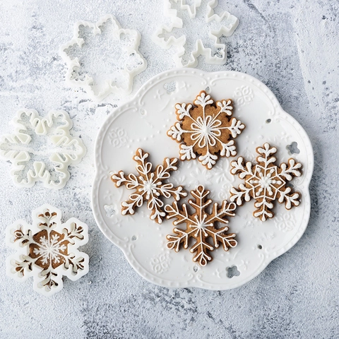 Schneeflocke Ausstechformen PLA Kunststoff Glasur Keksform Für Weihnachten Backen DIY Fondant Kuchen Dekoration Weiß