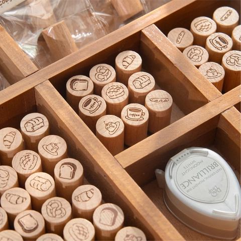 Vintage Houten Mini Stempel Kleine Bakkerij Serie Brood Koffie Hand Account Decoratieve Scrapbooking Houten Stempel DIY Ambachtelijke Briefpapier