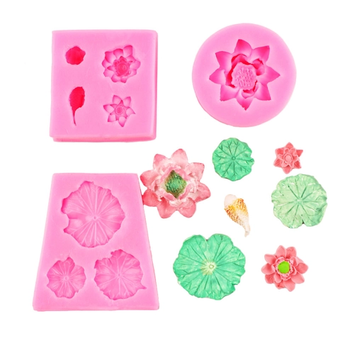 Lotus Flower Leaf Fish Silicone Mold For Fondant Cake Decoration Baking Chocolate DIY Resin Craft Clay Tool