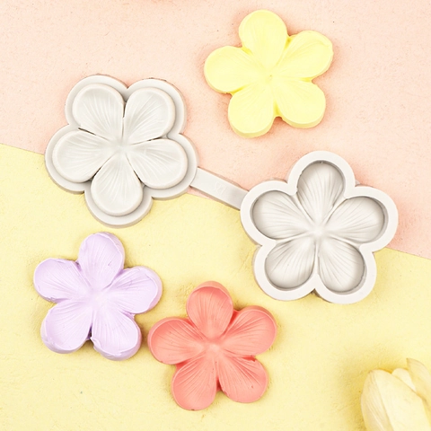 Plumeria Flower Silicone Mold Flexible Petal Floral Shape DIY Fondant Chocolate Baking Decorating Clay Crafting Tool Gray Pink