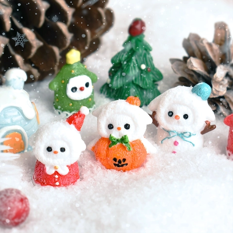 Statuette Miniatura In Resina Pupazzo Di Neve Decorazione Natalizia Per Fai Da Te Ornamento Scrivania Accessorio Invernale
