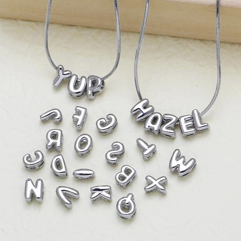 Collana Con Ciondolo Lettera Iniziale Rame Placcato Oro Bianco Catena A Serpente Lucida Accessorio Da Clavicola Elegante Donna
