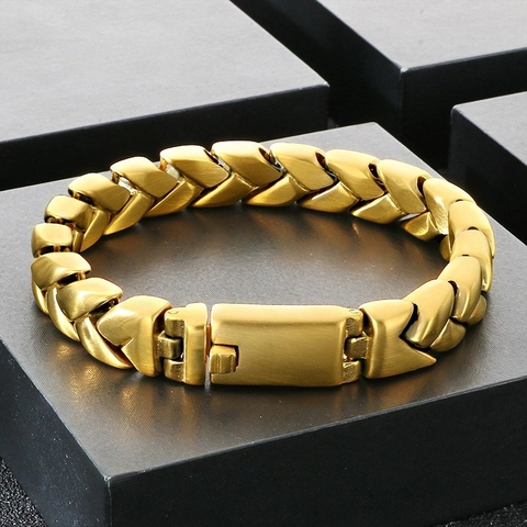 Bracciale A Catena Chevron In Acciaio Inossidabile Da Uomo Stile Punk Industriale Finitura Opaca Spazzolata Gioielli Regalo