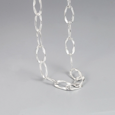 Minimalist 925 Sterling Silver Geometric Necklace For Women Ins Style Long Loop Chain Elegant Clavicle Chain Jewelry Gift