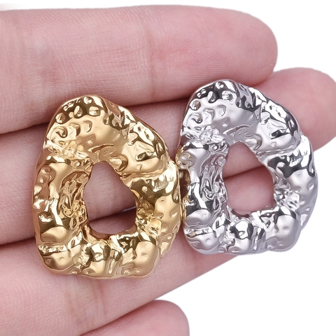 Irregular Hammered 304 Stainless Steel Stud Earrings For Women 18K Gold Plated Geometric Statement Minimalist Jewelry