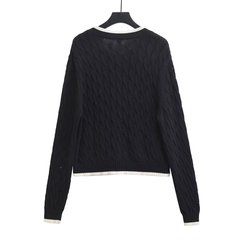 Cardigan In Maglia A Trecce Da Donna Finiture A Contrasto Abbottonato Maniche Lunghe Maglione In Maglia Elegante Chic Con Tasche