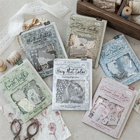 Vintage Hand Tearable Stickers Washi And Cloth Texture Paper For Journaling Scrapbooking DIY Retro Decorative Material