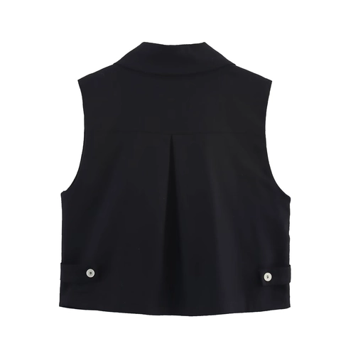 Women Sleeveless Lapel Waistcoat And Wide Leg Trousers Linen Blend Casual Streetwear Solid Color Elegant