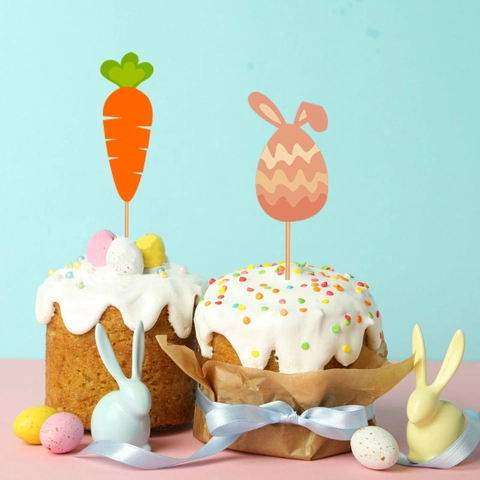 Oster Cupcake Topper Hase Karotte Ei Cartoon Papier Kuchen Dekorationen Für Geburtstag Party Dessert Tisch Zubehör