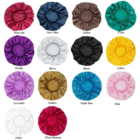 Satin Sleep Bonnet Hair Protection Nightcap Elastic Wide Band Satiny Smooth Head Cover Women