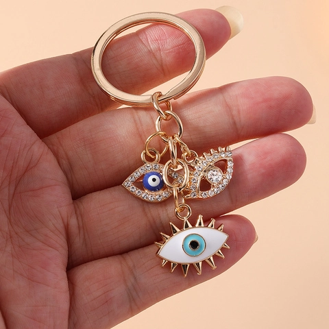 Evil Eye Schlüsselanhänger Legierung Strass Emaille Anhänger Personalisierter Schmuck Trendiges Geschenk Für Damen Herren