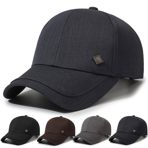 Baseball Cap Adjustable Men Outdoor Sunshade Casual Solid Color Curved Brim Metal Tag Twill Fabric