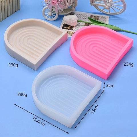Geometrische Boog Regenboogbrug Siliconen Mal Voor DIY Handgemaakte Kaarsen Zeep Gips Hars Ambacht Geribbelde U-Vorm