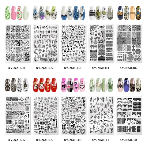 Roestvrijstalen Nagelstempelplaat Vlinder Kant Bloem Slangenpatroon Manicure Sjabloon Transfer Tool