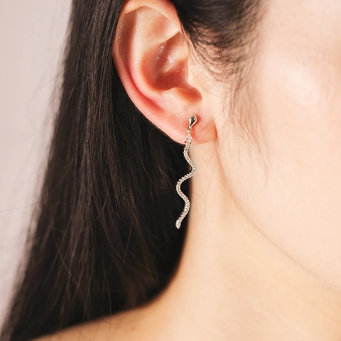 925 Sterlingsilber Schlangen Ohrhänger Mit Strass Lange Geschwungene Dangle Ohrringe Für Damen Mode Schmuck Geschenk