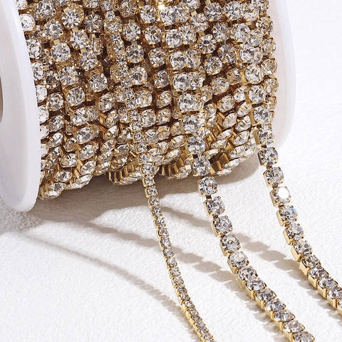 Stainless Steel Rhinestone Claw Chain Vacuum Gold Plated Dense Cup Chain For DIY Jewelry Making Clothing Accessories Crafting