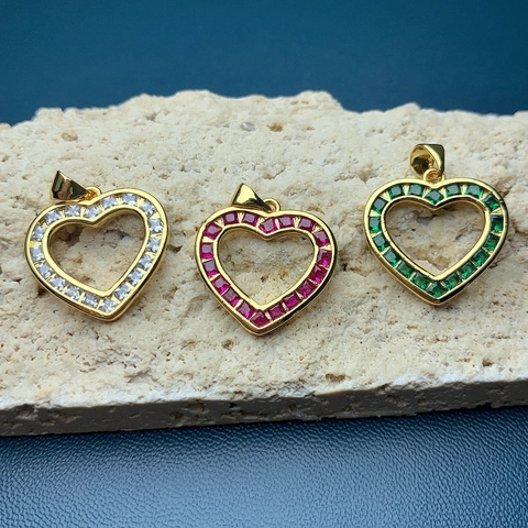 Pendentif En Forme De Cœur Cuivre Strass Plaqué Or 18k Charme De Mode Minimaliste Pour Femmes Bijoux DIY