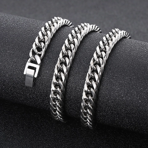 Poliertes Edelstahl Panzerkette Halskette Cuban Link Schmuck Einfache Hip Hop Mode Für Männer Frauen Unisex