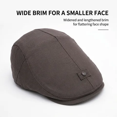 Vintage Flat Cap Linen Blend Breathable Sun Protection Adjustable British Retro Beret Newsboy Hat For Men Women