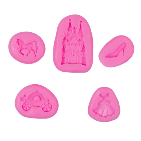 Cake Fondant Silicone Mold Castle Pumpkin Carriage Horse Dress High Heel DIY Baking Decoration Fairy Tale Style
