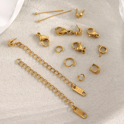 Stainless Steel Jewelry Findings Lobster Clasps Jump Rings Extension Chains Pins DIY For Necklace Bracelet Making Gold