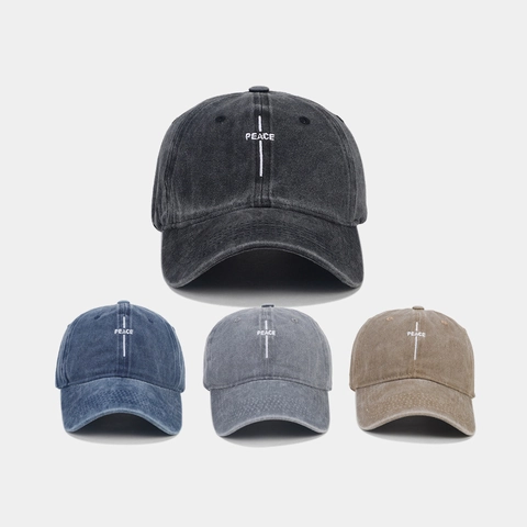 Vintage Washed Cotton Baseball Cap PEACE Letter Embroidery Adjustable Distressed Peaked Sun Hat For Men And Women
