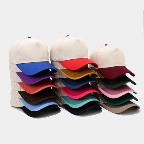 Gorra De Béisbol Bicolor Algodón Twill Trucker Hat Visera Curva Transpirable Ajustable Protección Solar Deporte Casual