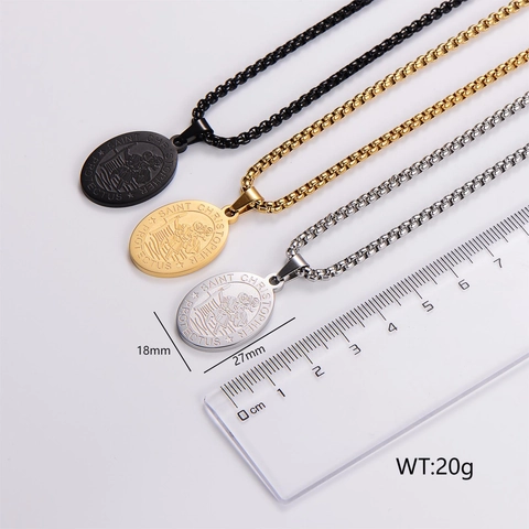 San Cristoforo Medaglia Pendente Collana Acciaio Inossidabile 316L Ovale Amuleto Religioso Per Uomini Gioielli Vintage Lucidati