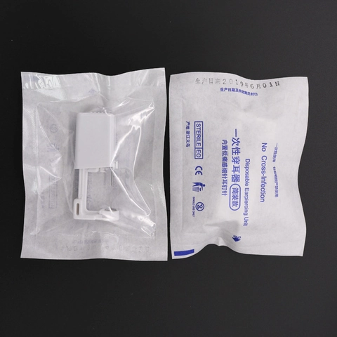 Outil De Perçage D'Oreille Jetable Plastique Stérile Sécurité Perceur Avec Clou En Acier Inoxydable Et Strass DIY