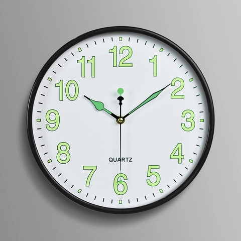 Orologio Da Parete Silenzioso In Plastica Luminoso Brilla Al Buio Rotondo Quarzo Minimalista Per Soggiorno Camera Ufficio