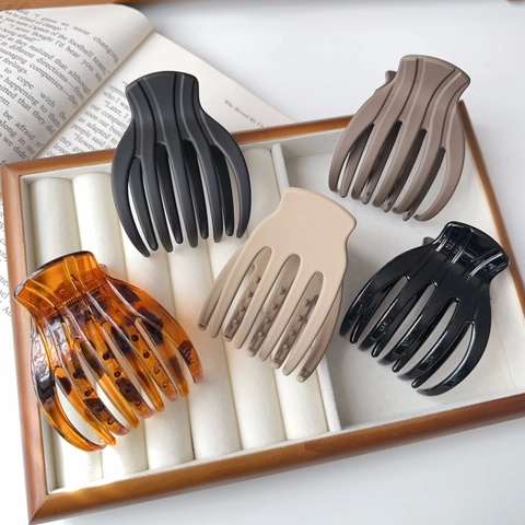Grandes Pinces À Cheveux Mat Brillant Plastique Résine Prise Ferme Élégant Style Coréen Accessoire Pour Femmes