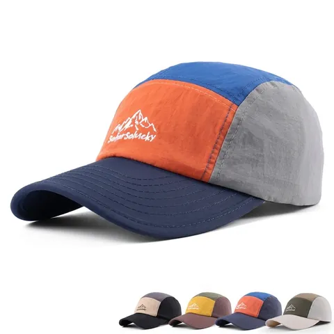 Gorra De Béisbol De 5 Paneles Vintage Color Block Secado Rápido Ligera Impermeable Deportes Al Aire Libre Unisex
