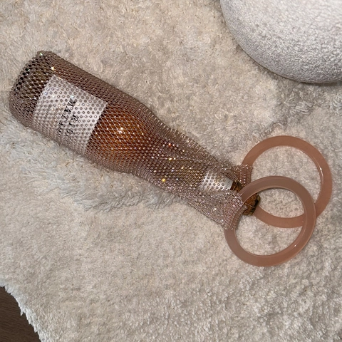 Borsa Per Bottiglia Di Vino Con Strass Rete Intrecciata Portatile Con Doppi Manici In Resina Custodia Regalo