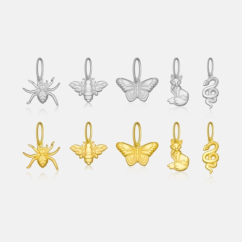 S925 Sterling Silver Animal Charm Pendant Bee Spider Snake Butterfly Fox Minimalist Jewelry For Women DIY Necklace Accessories