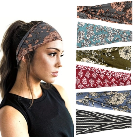 Weiche Atmungsaktive Stirnbänder Mit Knotendetail Elastischer Stoff Floral Paisley Boho Druck Yoga Sport Haarband