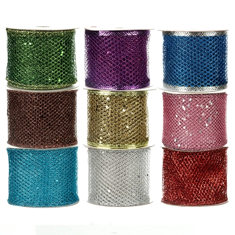 Nastro In Maglia Natale Glitter Paillettes Rete Metallica Per Albero Ghirlanda Regalo Fai Da Te Arredamento Scintillante