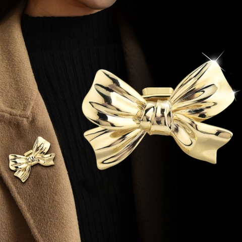 Elegante Broche De Lazo Aleación Metal Color Oro Plata Minimalista Personalizada Alfiler Decorativo Accesorios Para Mujeres