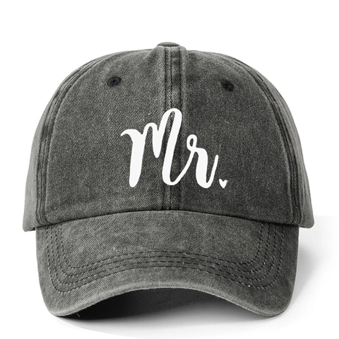 Casquette De Baseball En Coton Lavé Imprimé Mr Heart Style Vintage Réglable Protection Solaire Extérieur