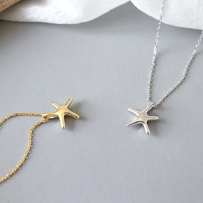 Minimalistische Seestern Anhänger Halskette 925 Sterlingsilber Einfache Schicke Schlüsselbeinkette Für Damen Schmuck Geschenk