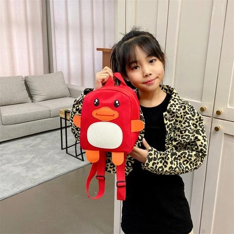 Toddler Backpack Cute Cartoon Duck Penguin Animal Shape Lightweight Nylon Preschool Nursery Bag For Kids Boys Girls