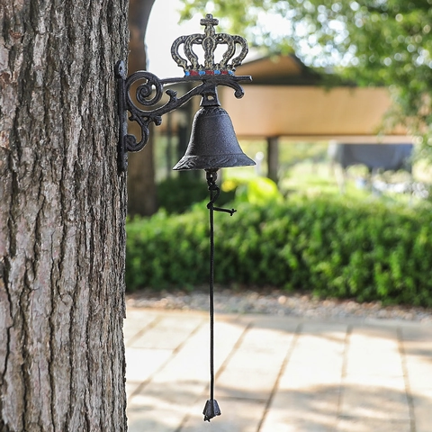 Vintage Wandtürklingel Aus Gusseisen Kronendesign Rustikale Metallglocke Für Garten Terrasse Außenbereich Haus Dekoration