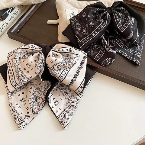Grande Pince À Cheveux Nœud Motif Paisley Bandana Tissu Pince Requin Vintage Élégant Accessoires Cheveux Femmes