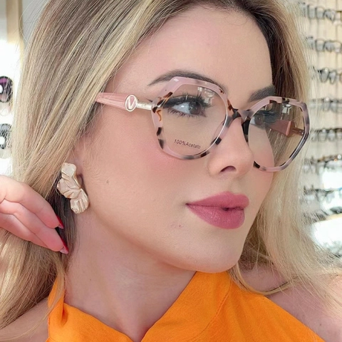 Fashion Oversized Hexagon Blue Light Blocking Glasses Frame TR90 Acetate Anti Eyestrain Optical Eyewear For Women