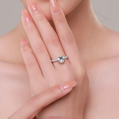 925 Sterling Silber Herz Zirkon Schmuckset Für Frauen Romantischer Süßer Stil Ring Und Ohrenschnallen Accessoire
