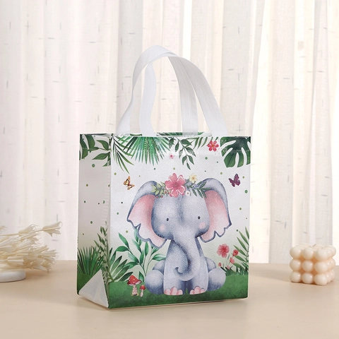 Sacchetto Regalo in Carta con Animali dei Cartoni Animati Borsa Stampata Portatile con Manico per Confezioni Regalo di Compleanno