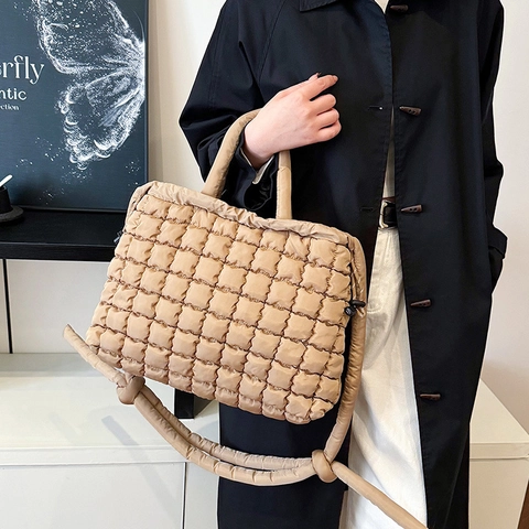 Bolso De Mano Acolchado Puffer Para Mujer De Gran Capacidad De Nailon Bolso De Hombro Acolchado Para El Trabajo