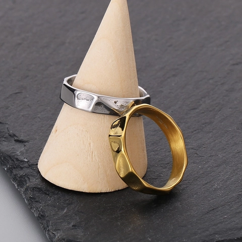 Anillo De Textura Martillada Irregular De Acero Inoxidable 316L Joyería Retro Industrial Minimalista Geométrica Para Hombres