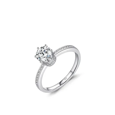 Anello In Argento Sterling 925 Con Corona Di Zirconia Cubica Rotonda Gioielli Da Matrimonio Fidanzamento Stile Coreano Per Donna
