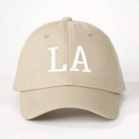 Embroidered LA Letter Baseball Cap Polyester Outdoor Sun Protection Adjustable Curved Brim Sports Hat For Men Women